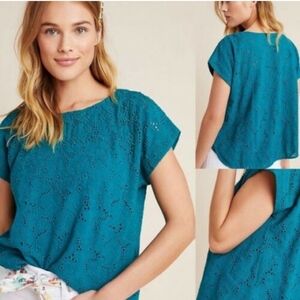 Mauve Blue Eyelet Anthropologie top